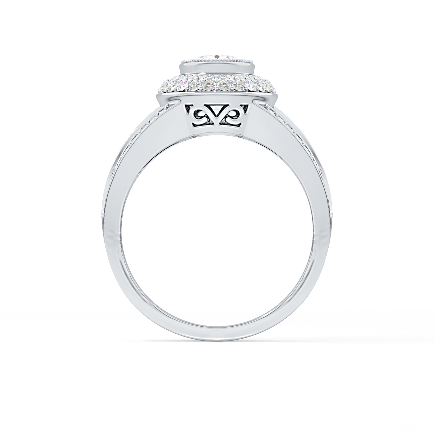 Oval Halo & Split Shank Pave Lab Grown Diamond Engagement Ring