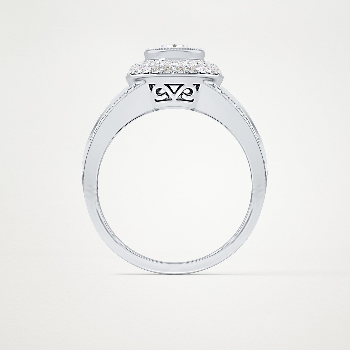 Oval Halo & Split Shank Pave Lab Grown Diamond Engagement Ring