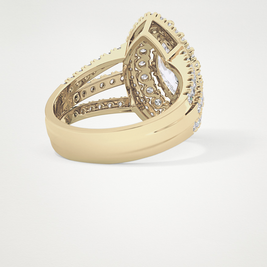 Marquise Double Halo & Split Shank Pave Lab Grown Diamond Engagement Ring