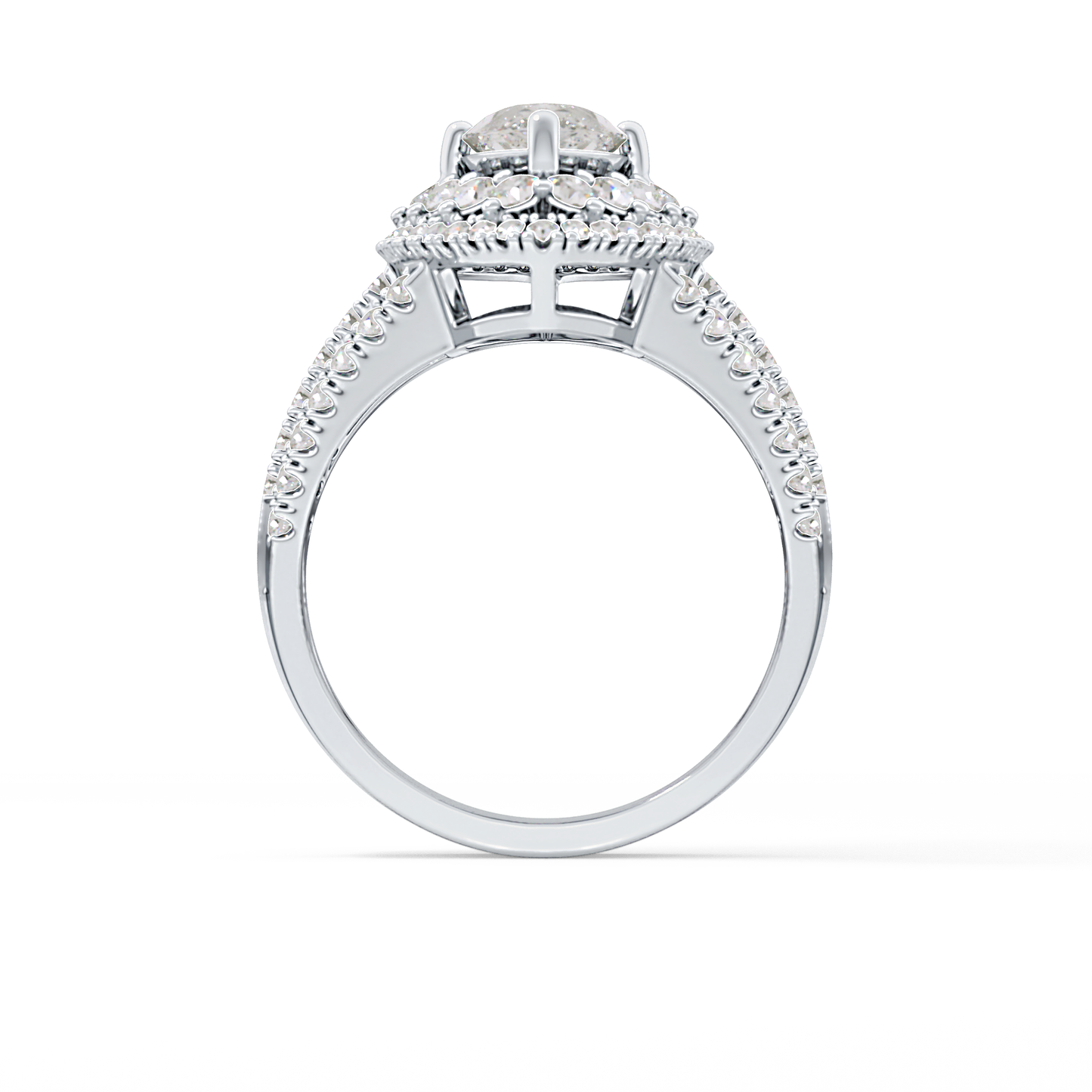 Marquise Double Halo & Split Shank Pave Lab Grown Diamond Engagement Ring