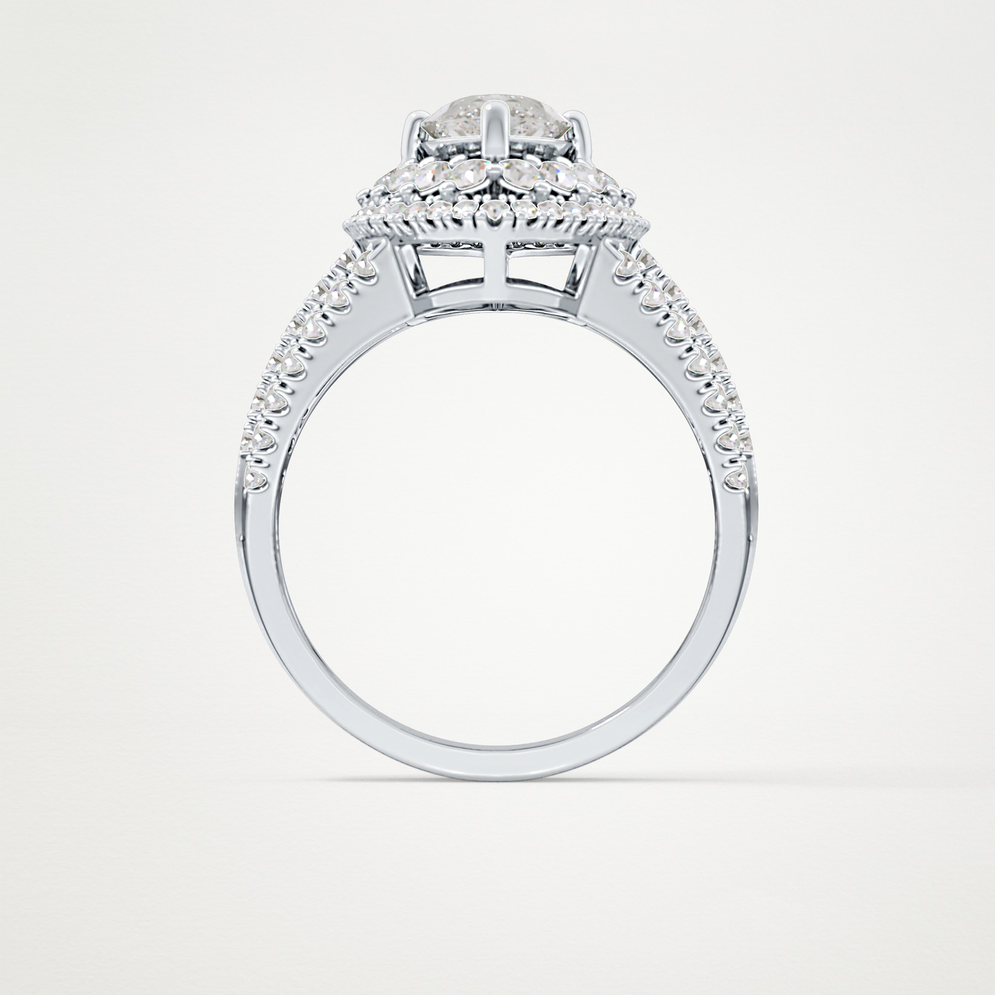 Marquise Double Halo & Split Shank Pave Lab Grown Diamond Engagement Ring