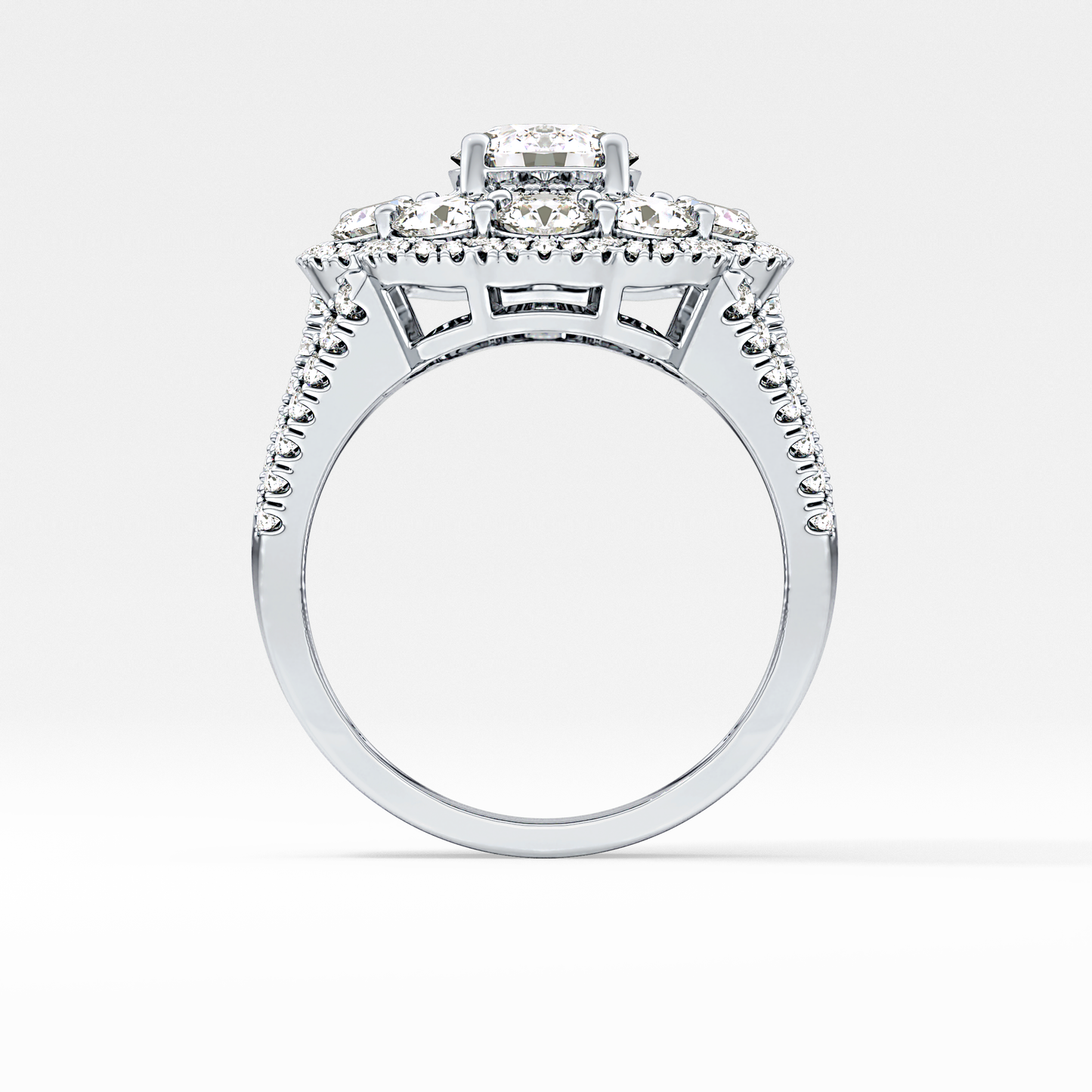 Round Halo & Split Shank Pave Lab Grown Diamond Engagement Ring