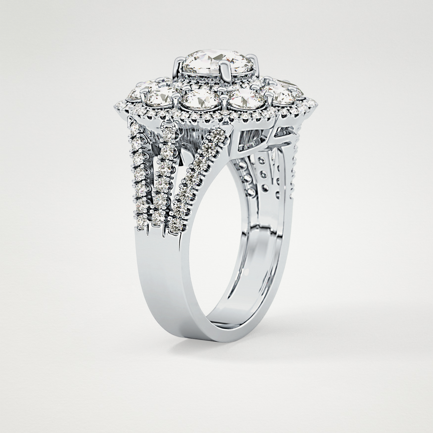 Round Halo & Split Shank Pave Lab Grown Diamond Engagement Ring