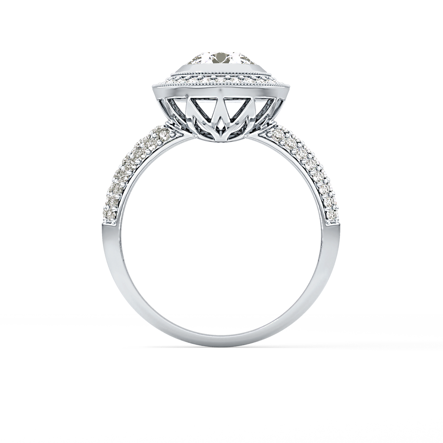 Round Halo & Pave Lab Grown Diamond Engagement Ring