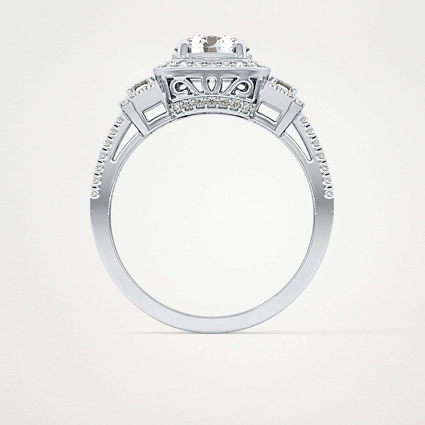 Round Cluster Lab Grown Diamond Engagement Ring