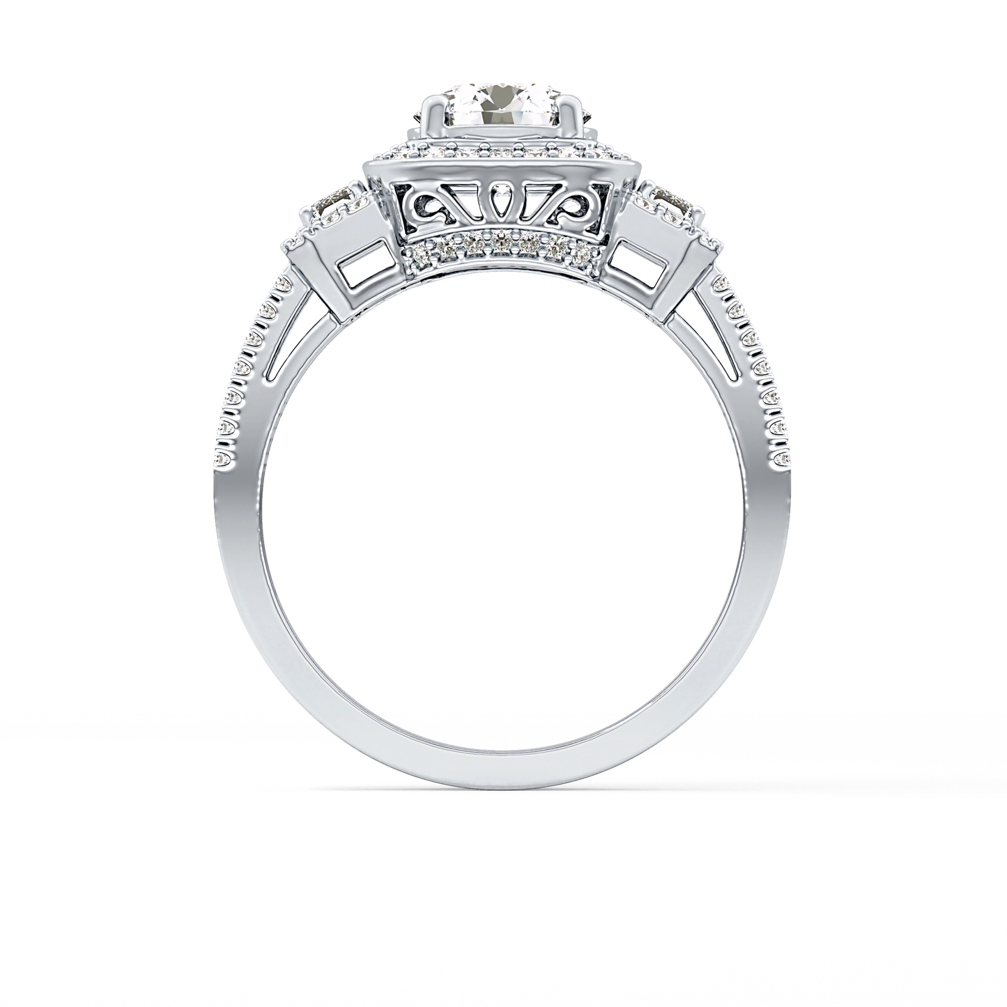 Round Cluster Lab Grown Diamond Engagement Ring
