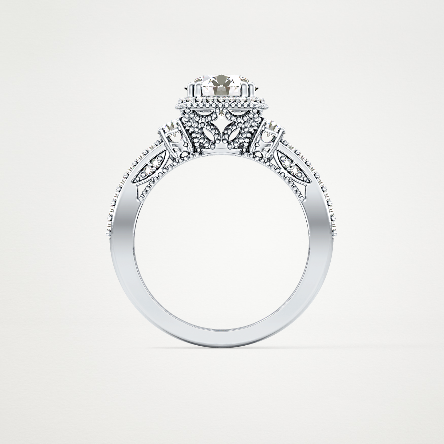 Round Cluster Lab Grown Diamond Engagement Ring