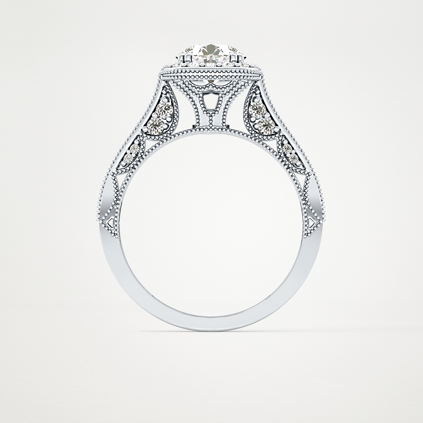 Round Halo & Pave Lab Grown Diamond Engagement Ring