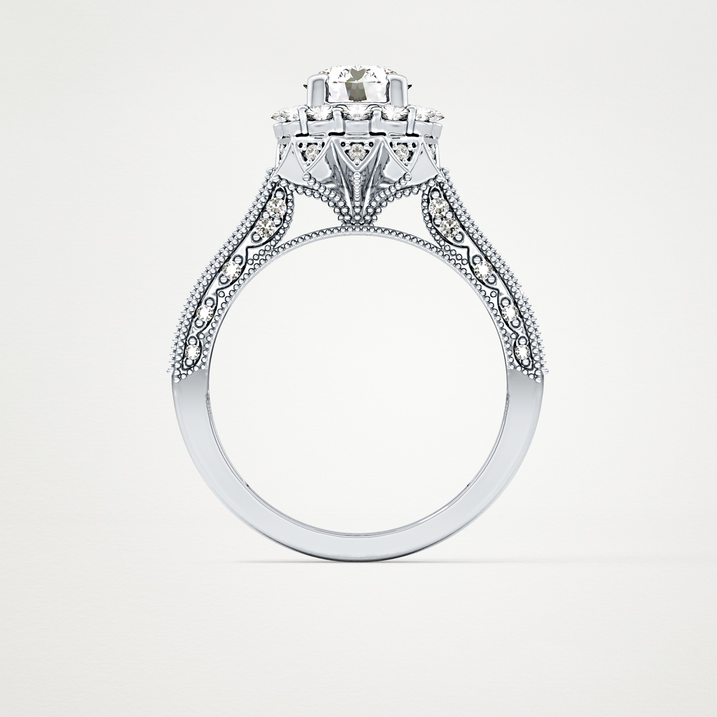 Round Halo & Pave Lab Grown Diamond Engagement Ring