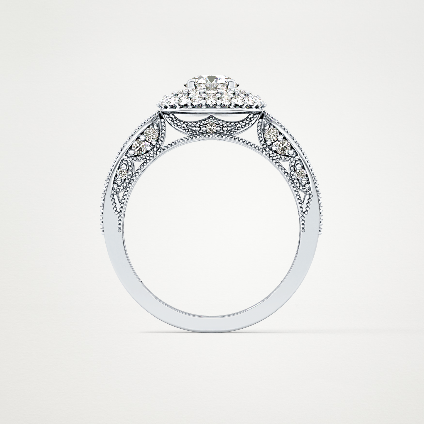Round Halo & Pave Lab Grown Diamond Engagement Ring