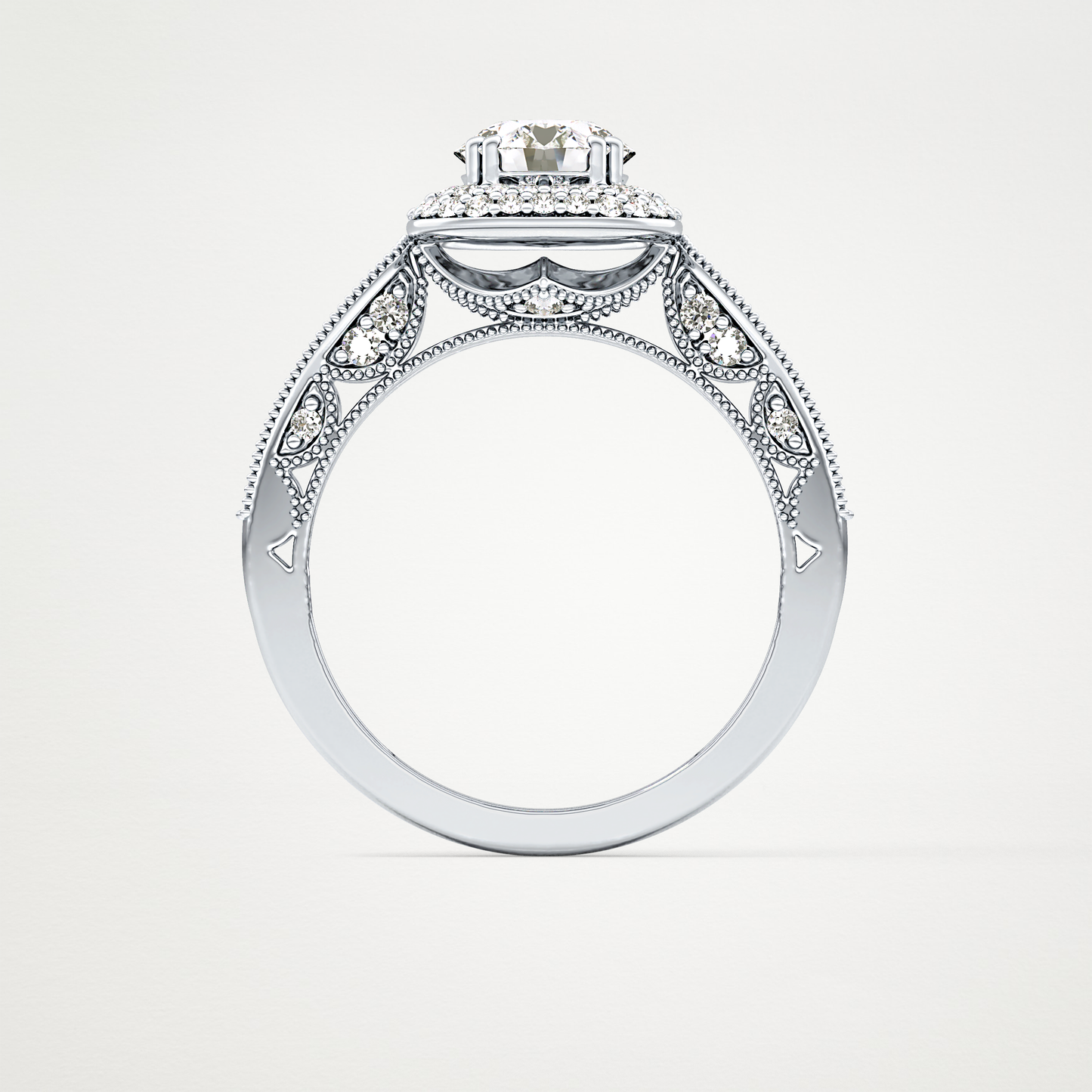 Round Halo & Pave Lab Grown Diamond Engagement Ring