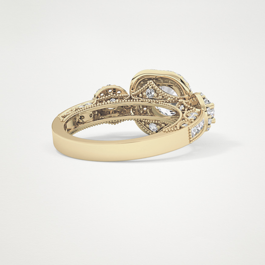Round Cut Cluster Lab Grown Diamond Engagement Ring