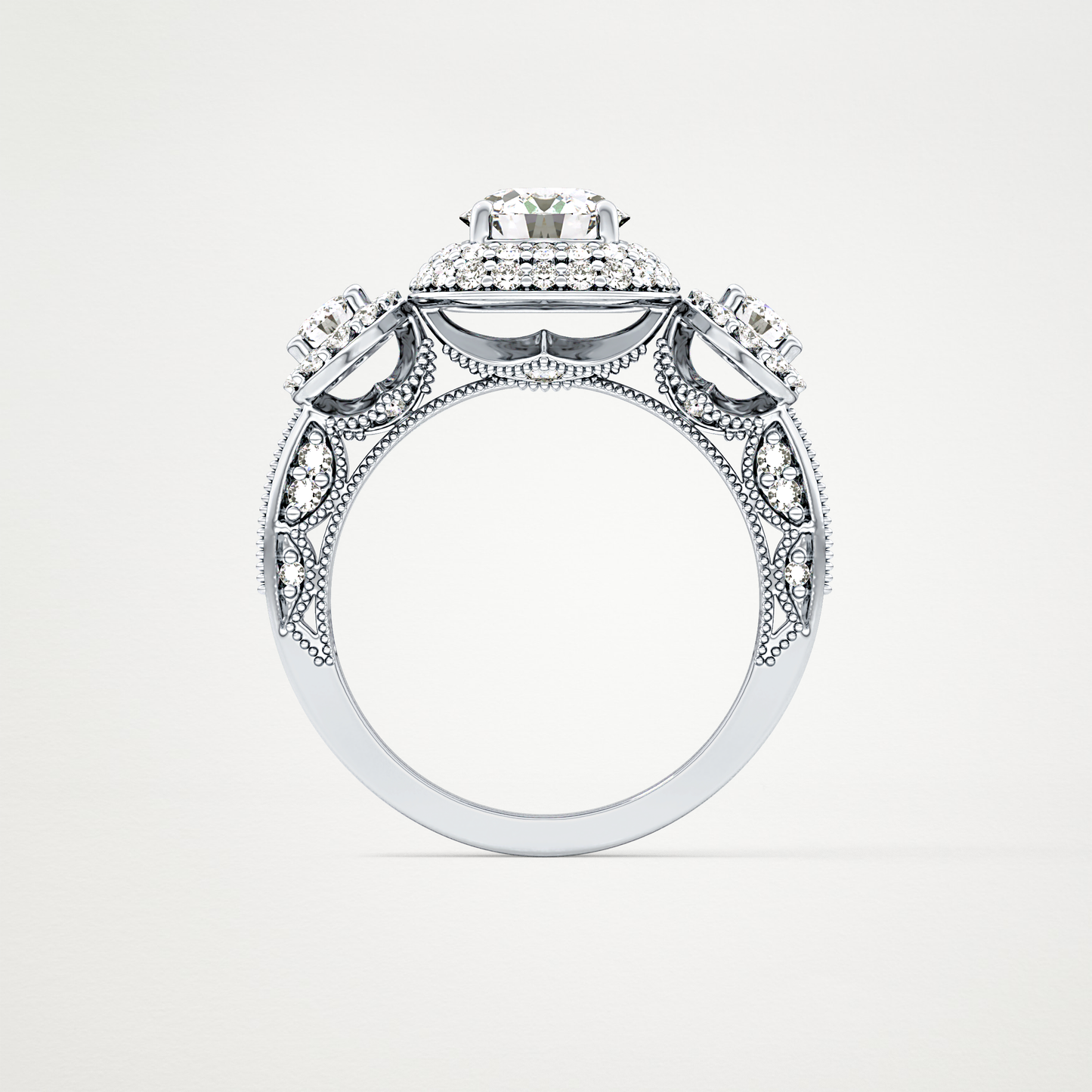 Round Cut Cluster Lab Grown Diamond Engagement Ring