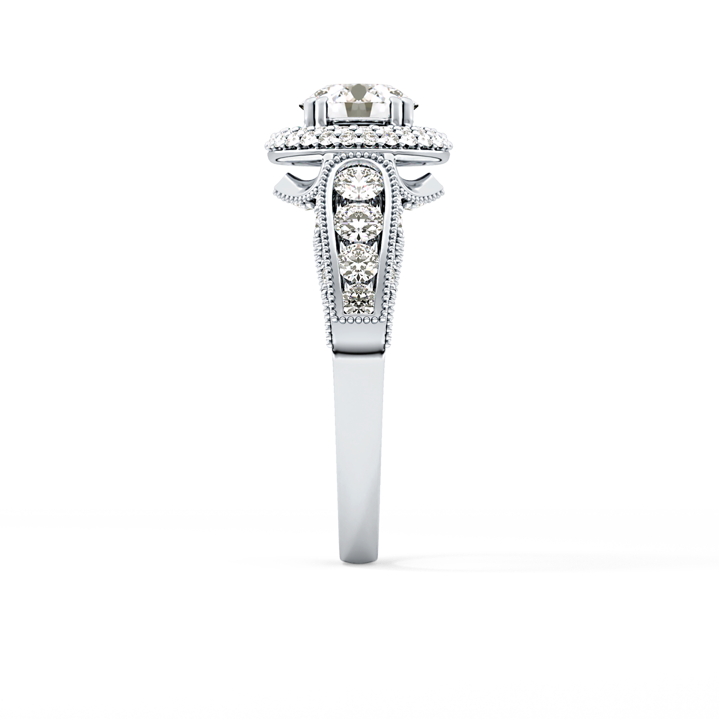 Round Halo & Pave Lab Grown Diamond Engagement Ring