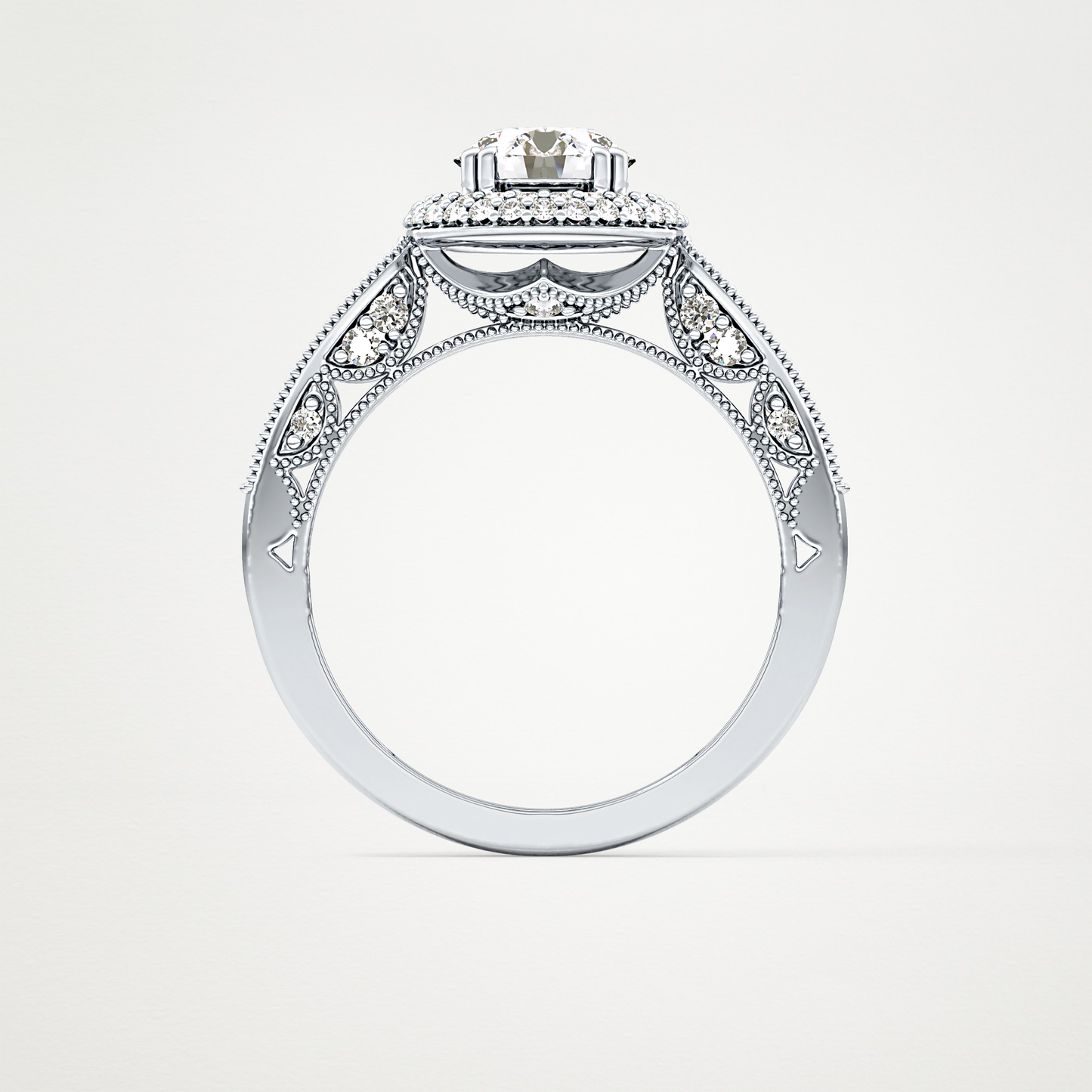 Round Halo & Pave Lab Grown Diamond Engagement Ring