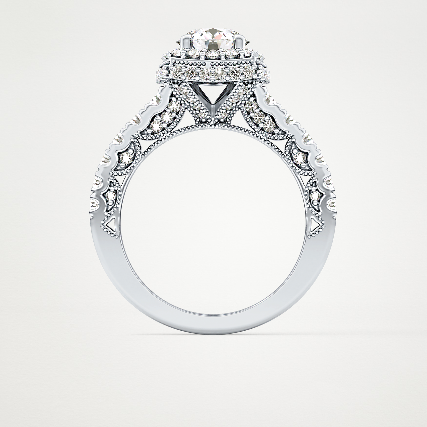 Round Halo & Pave Lab Grown Diamond Engagement Ring