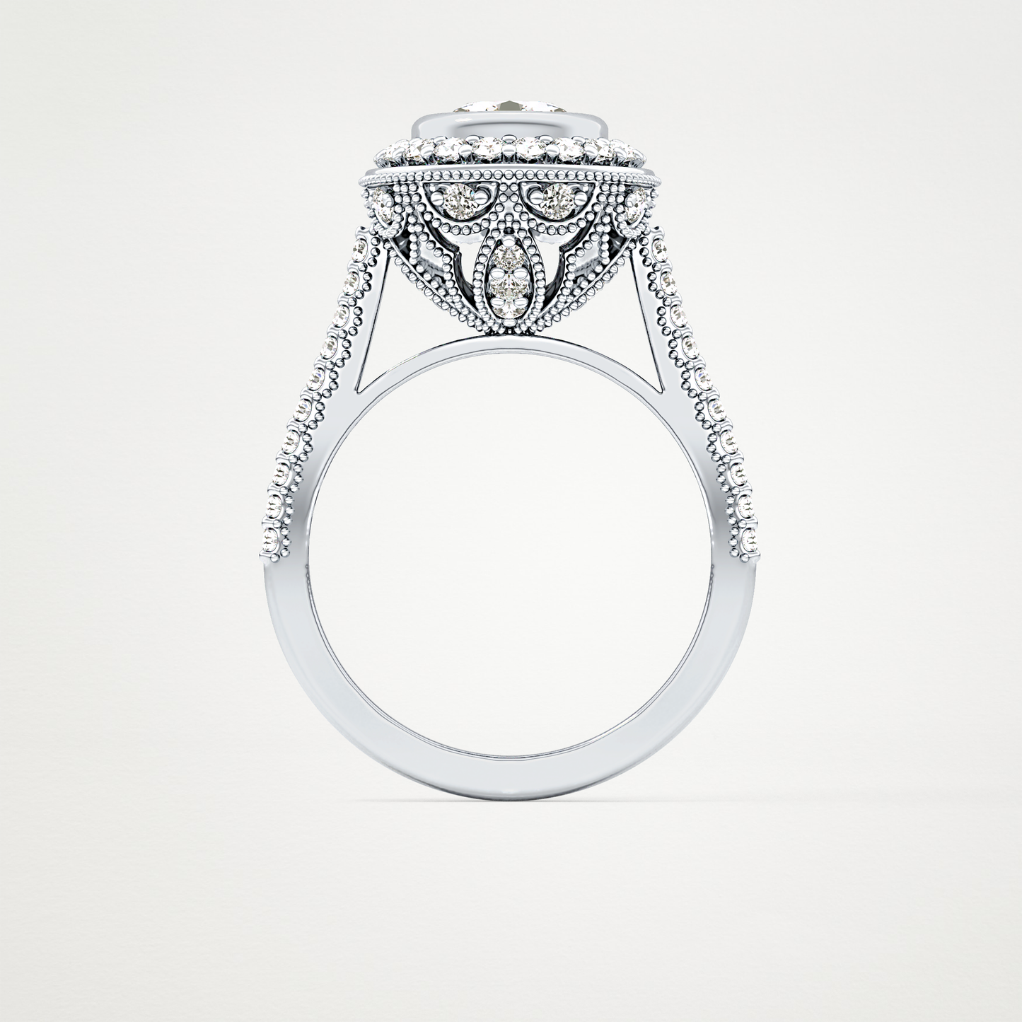 Round Halo & Pave Lab Grown Diamond Engagement Ring