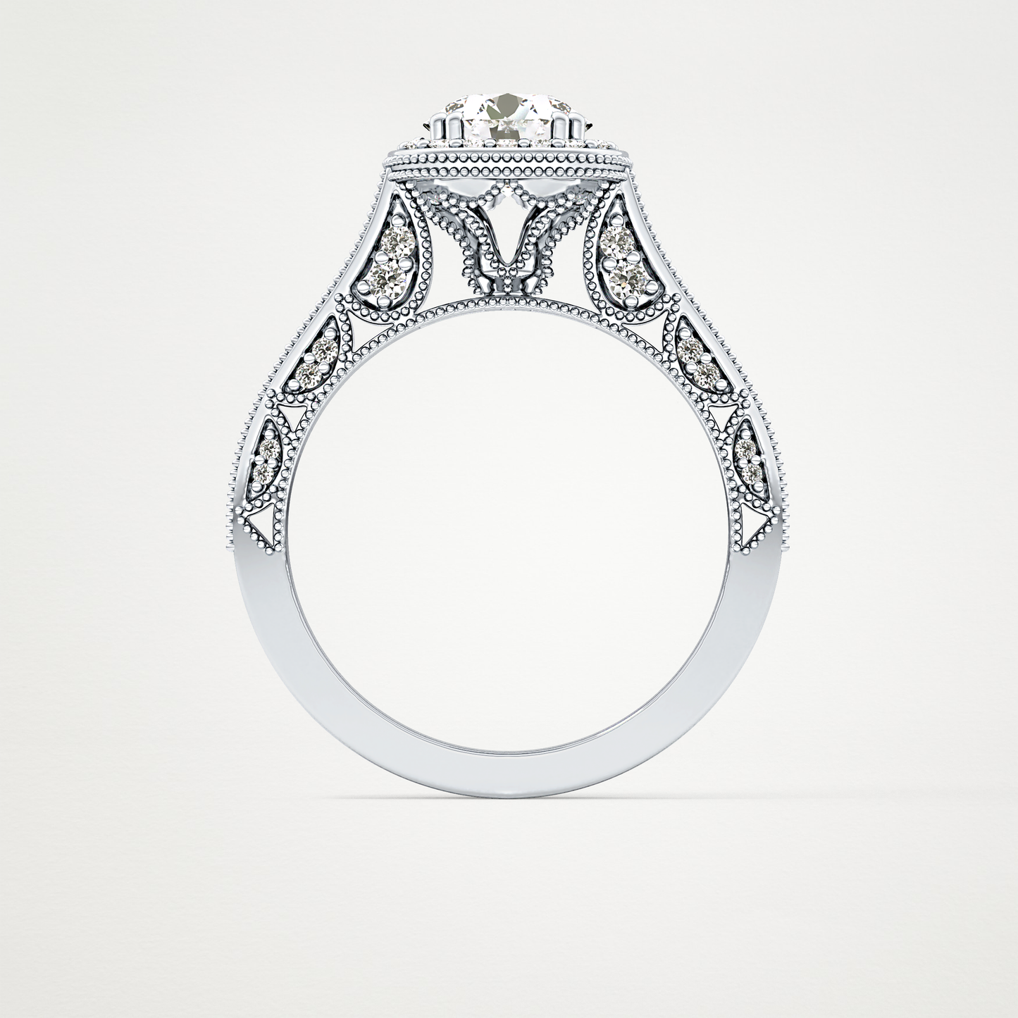 Round Halo & Pave Lab Grown Diamond Engagement Ring