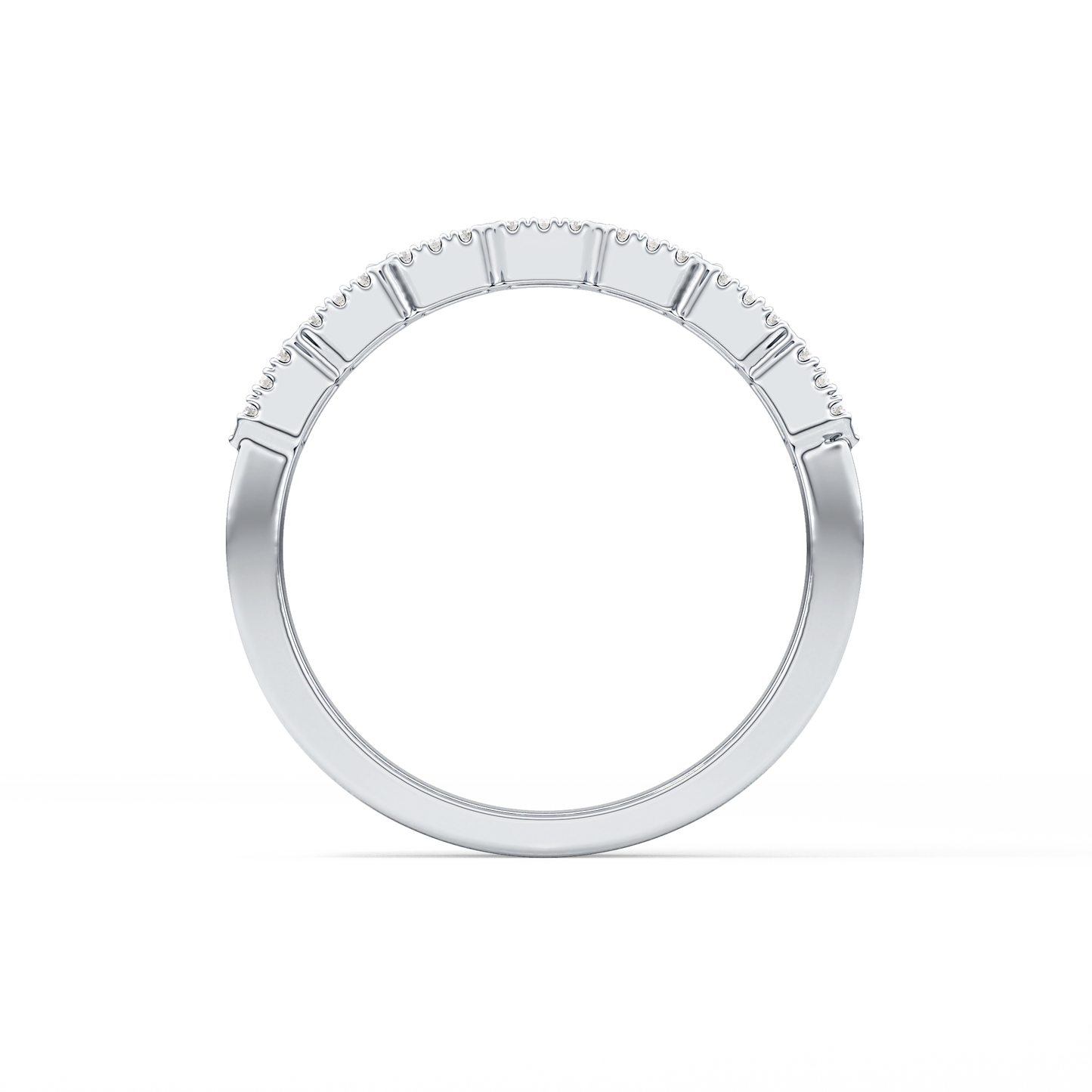 Half Eternity Wedding Band with 0.71 TCW Round and Baguette Cut Moissanite – Yellow, White, or Rose Gold