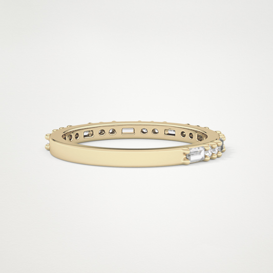 0.70 TCW Round & Baguette Lab Grown Diamond Half Eternity Wedding Band