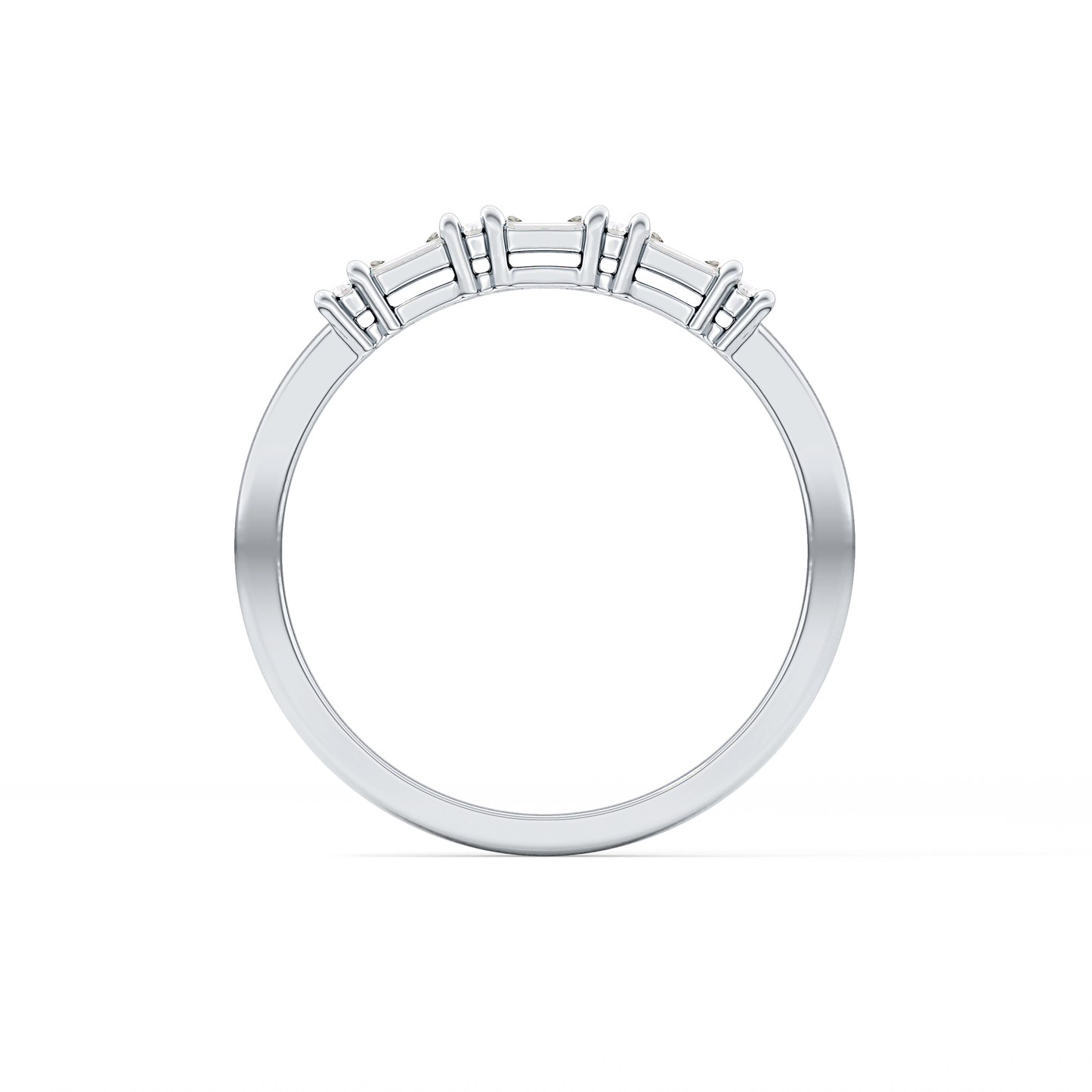 Half Eternity Wedding Band with 0.22 TCW Round and Baguette Cut Moissanite – Yellow, White, or Rose Gold