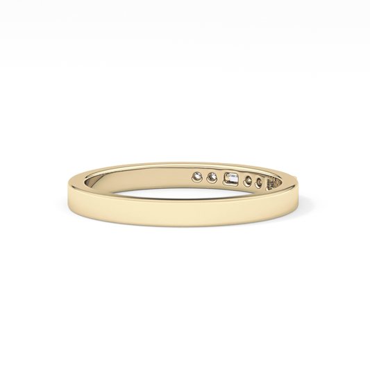 Alternate Setting Wedding Band with 0.31 TCW Round and Baguette Cut Moissanite – Yellow, White, or Rose Gold