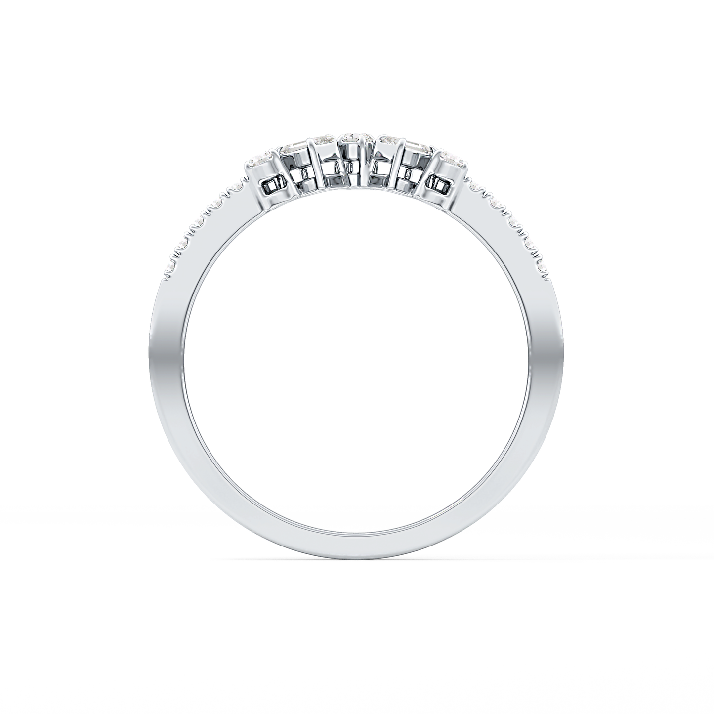 Multi Stones Wedding Band with 0.3 TCW Round and Emerald Cut Moissanite – Yellow, White, or Rose Gold