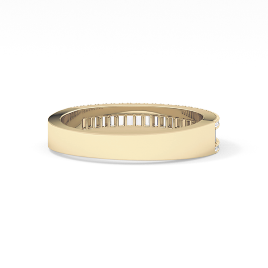Channel Setting Wedding Band with 0.72 TCW Round & Baguette Cut Moissanite – Yellow, White, or Rose Gold