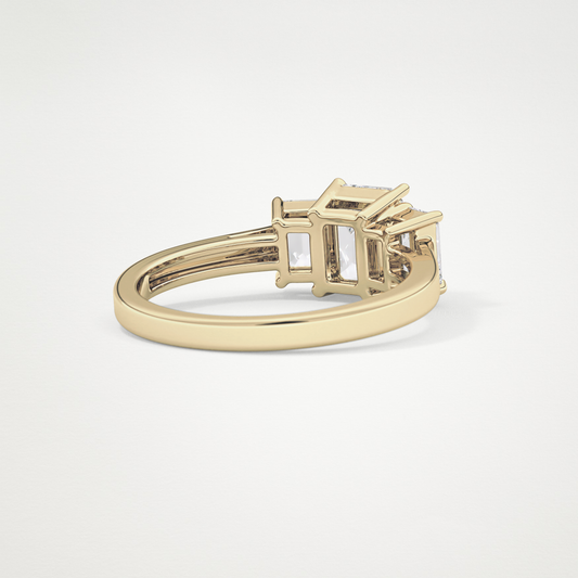 Emerald Three Stone Lab Grown Diamond Engagement Ring