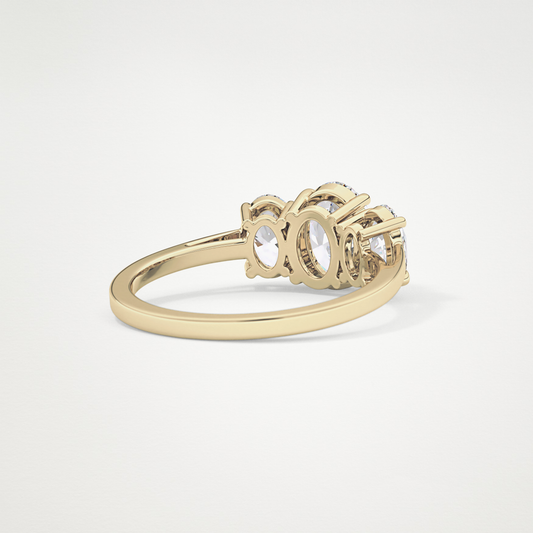 Oval Three Stone Lab Grown Diamond Engagement Ring