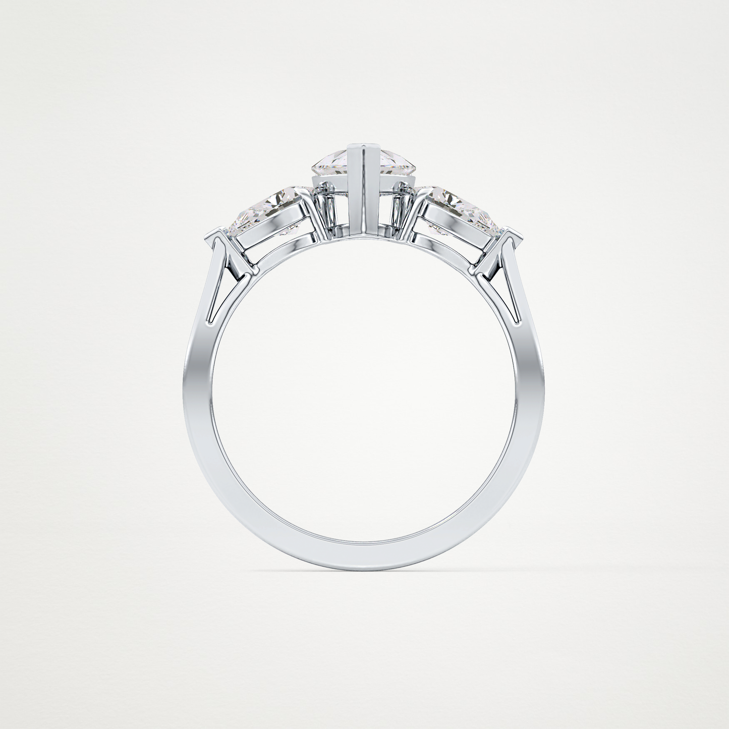 Pear Three Stone Lab Grown Diamond Engagement Ring