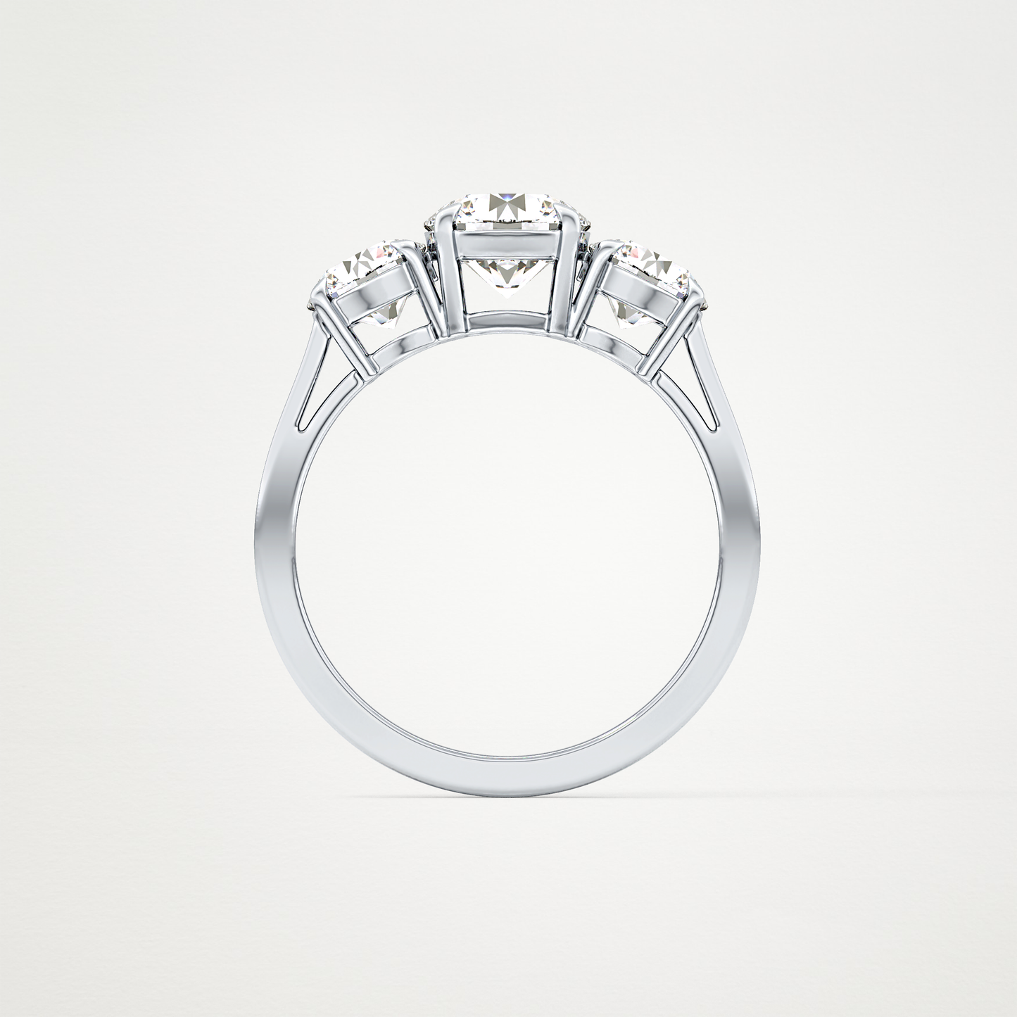 Round Three Stone Lab Grown Diamond Engagement Ring