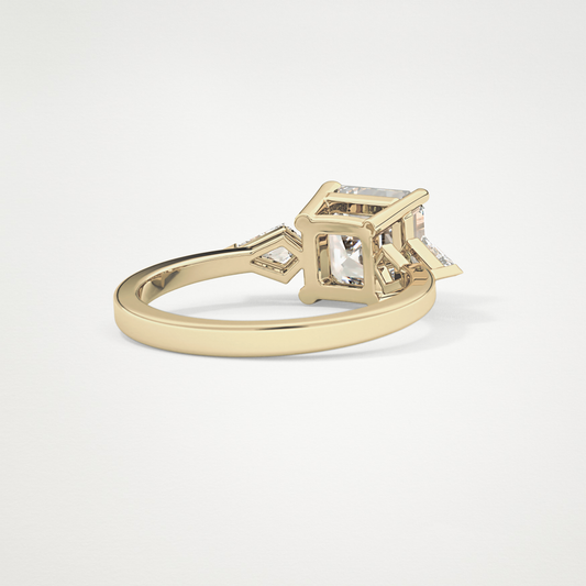 Asscher Three Stone Lab Grown Diamond Engagement Ring