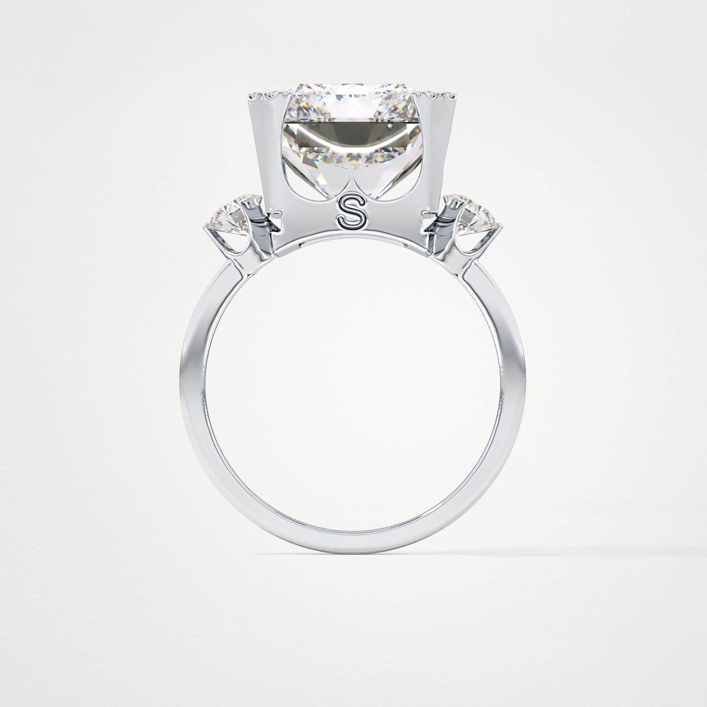 Radiant Three Stone Lab Grown Diamond Engagement Ring