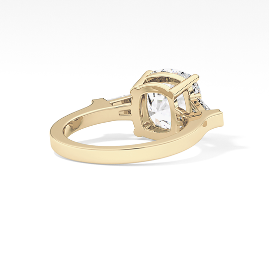 Cushion Three Stone Lab Grown Diamond Engagement Ring