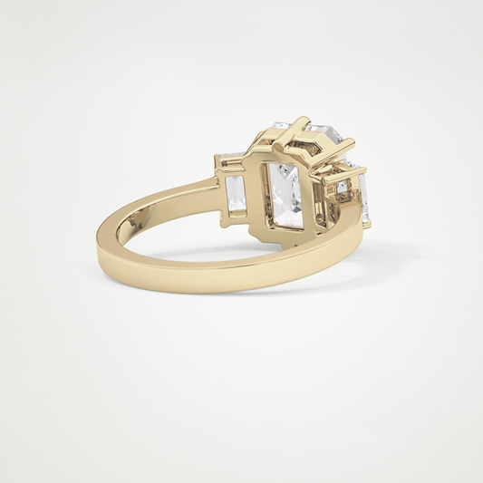 Emerald Three Stone Lab Grown Diamond Engagement Ring