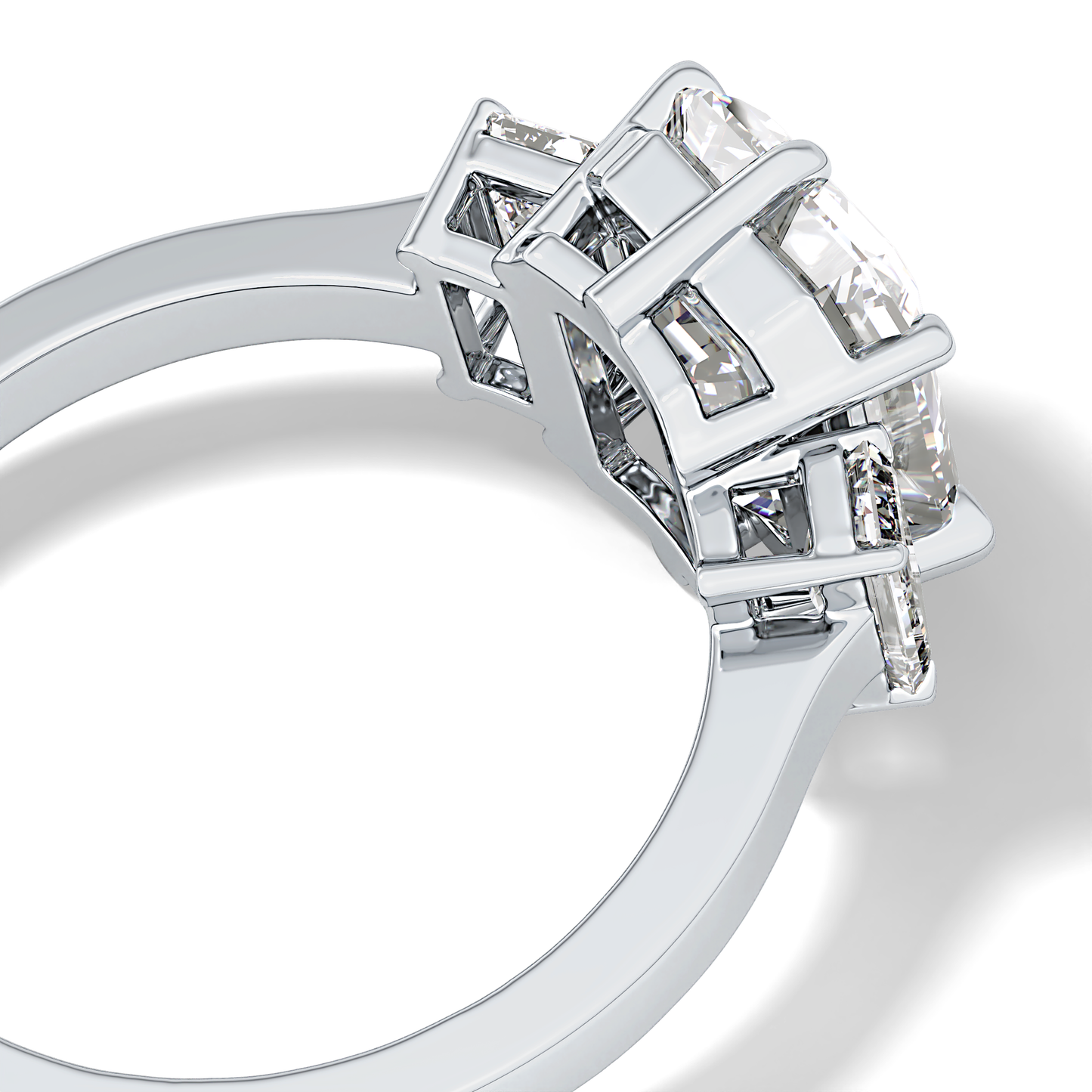 Emerald Three StoneLab Grown Diamond Engagement Ring