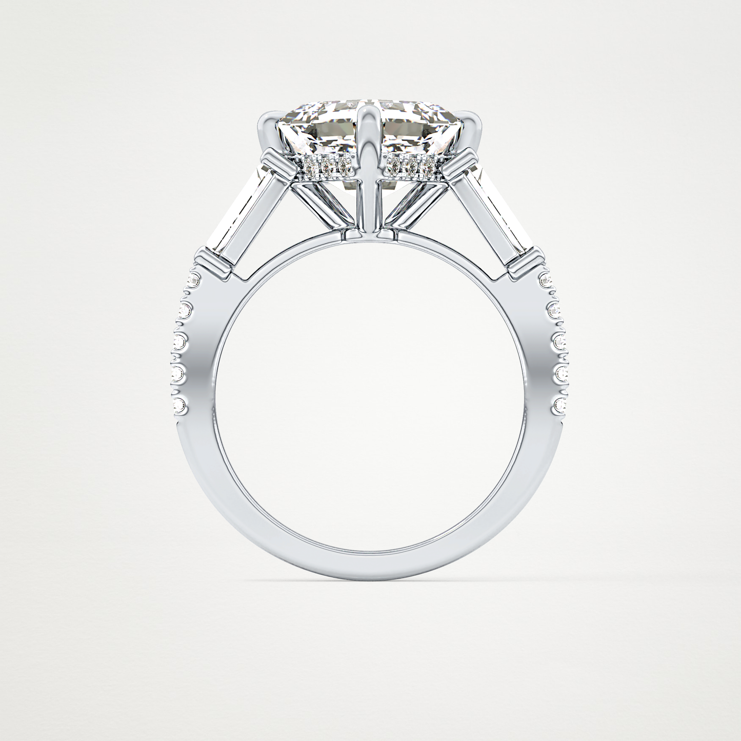 East West Asscher Cluster Lab Grown Diamond Engagement Ring