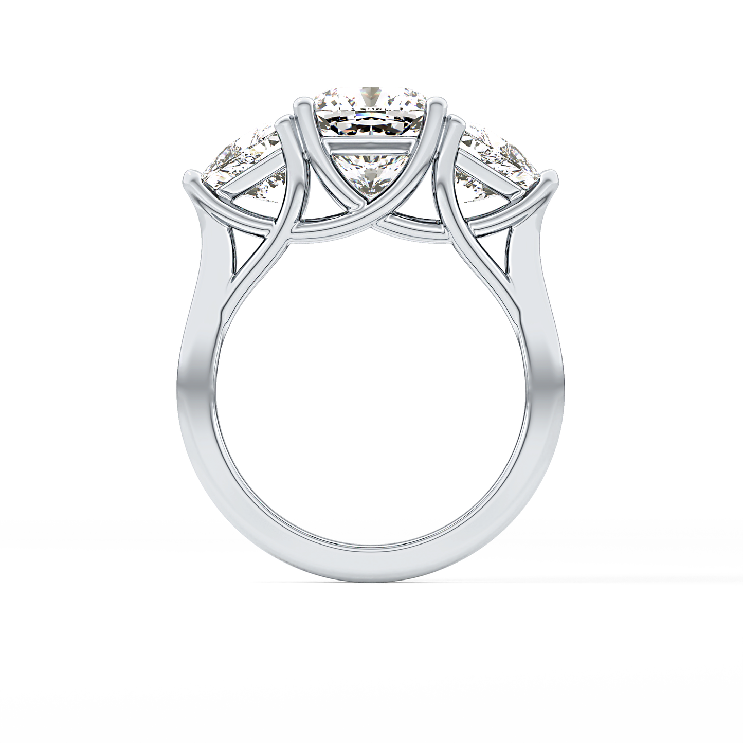 Cushion Three Stone Lab Grown Diamond Engagement Ring