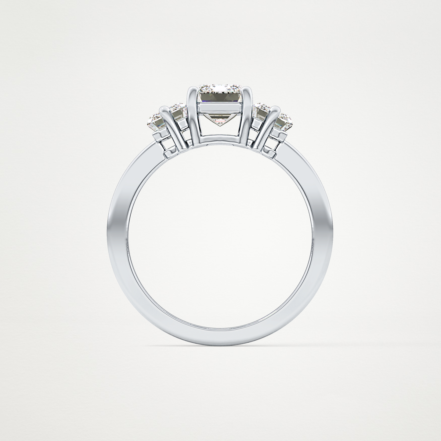 Emerald Three Stone Lab Grown Diamond Engagement Ring