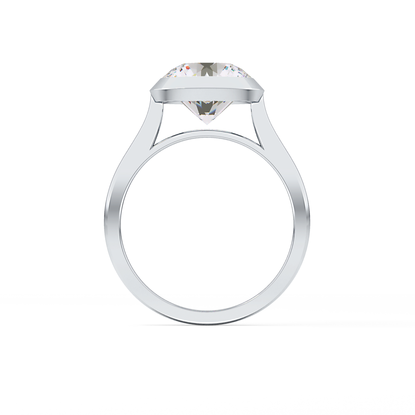 Round Bezel Lab Grown Diamond Engagement Ring