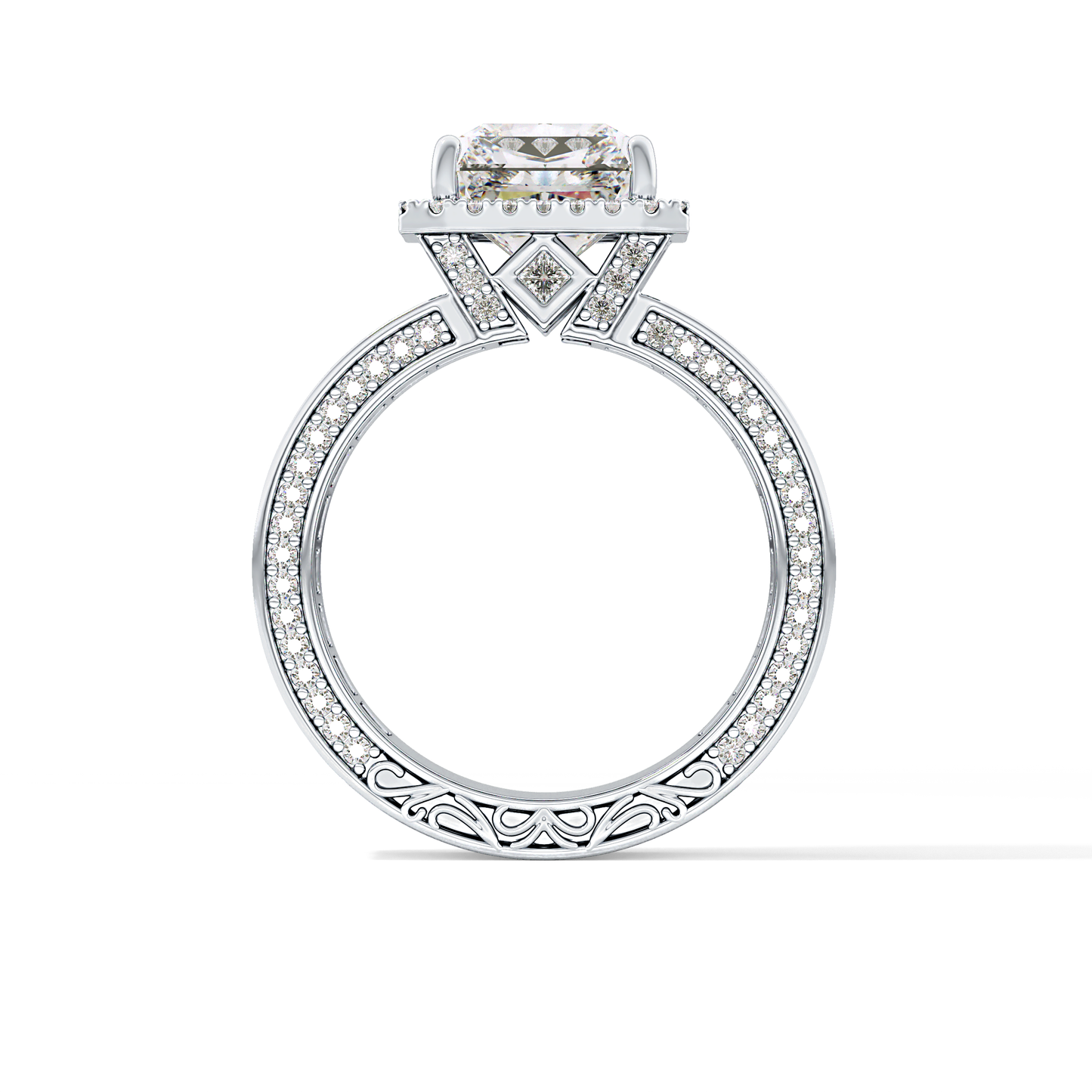 Radiant Halo & Pave Lab Grown Diamond Engagement Ring