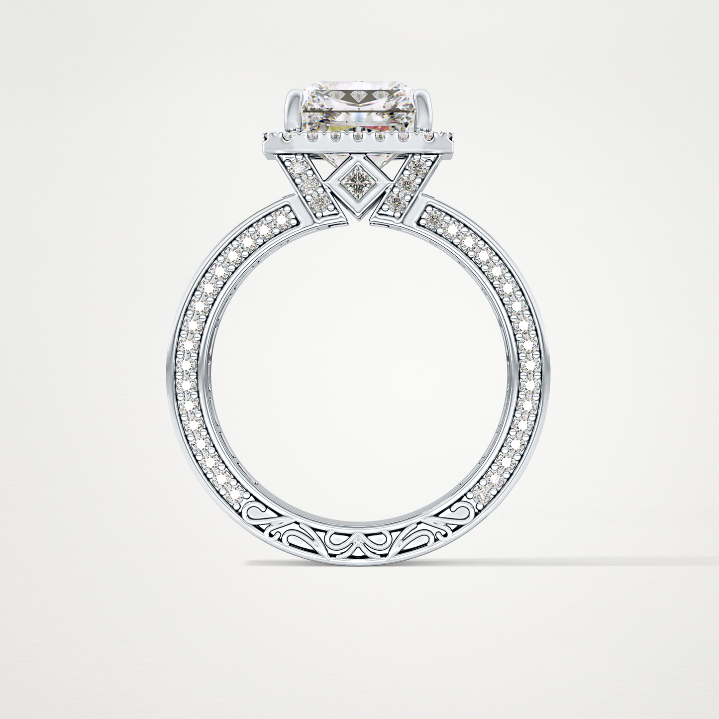 Radiant Halo & Pave Lab Grown Diamond Engagement Ring