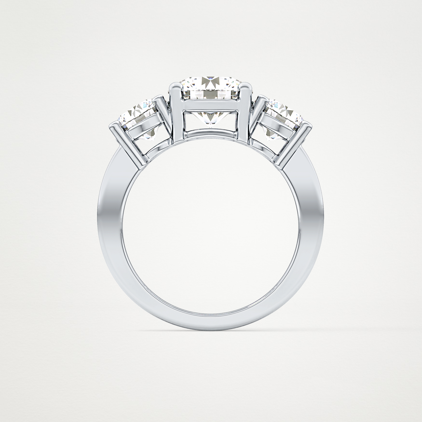 Round Three Stone Lab Grown Diamond Engagement Ring