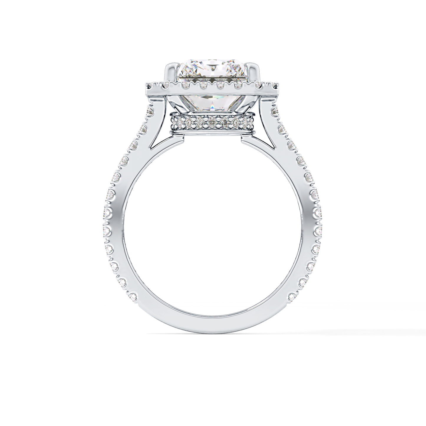 Radiant Halo & Pave Lab Grown Diamond Engagement Ring