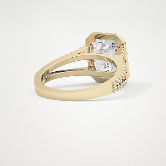 Emerald Halo & Split Shank Pave Lab Grown Diamond Engagement Ring