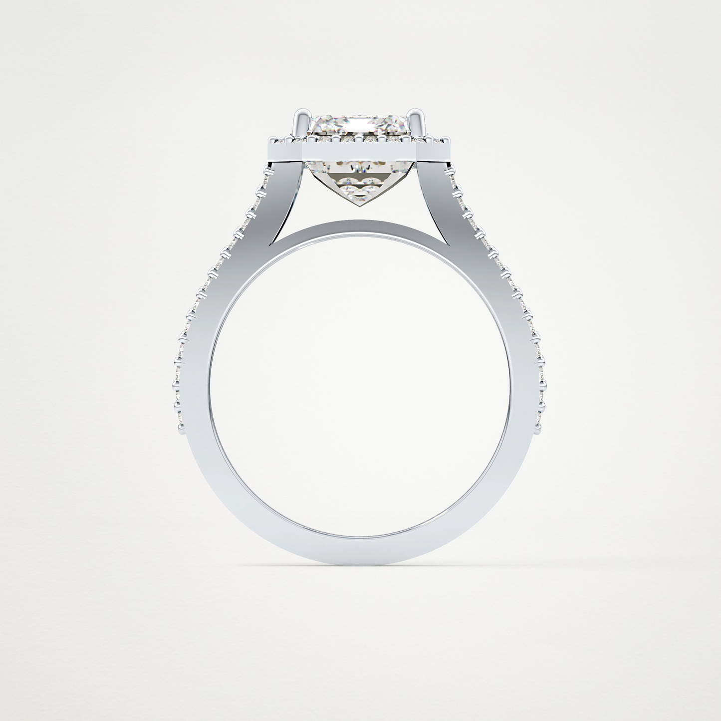 Emerald Halo & Split Shank Pave Lab Grown Diamond Engagement Ring