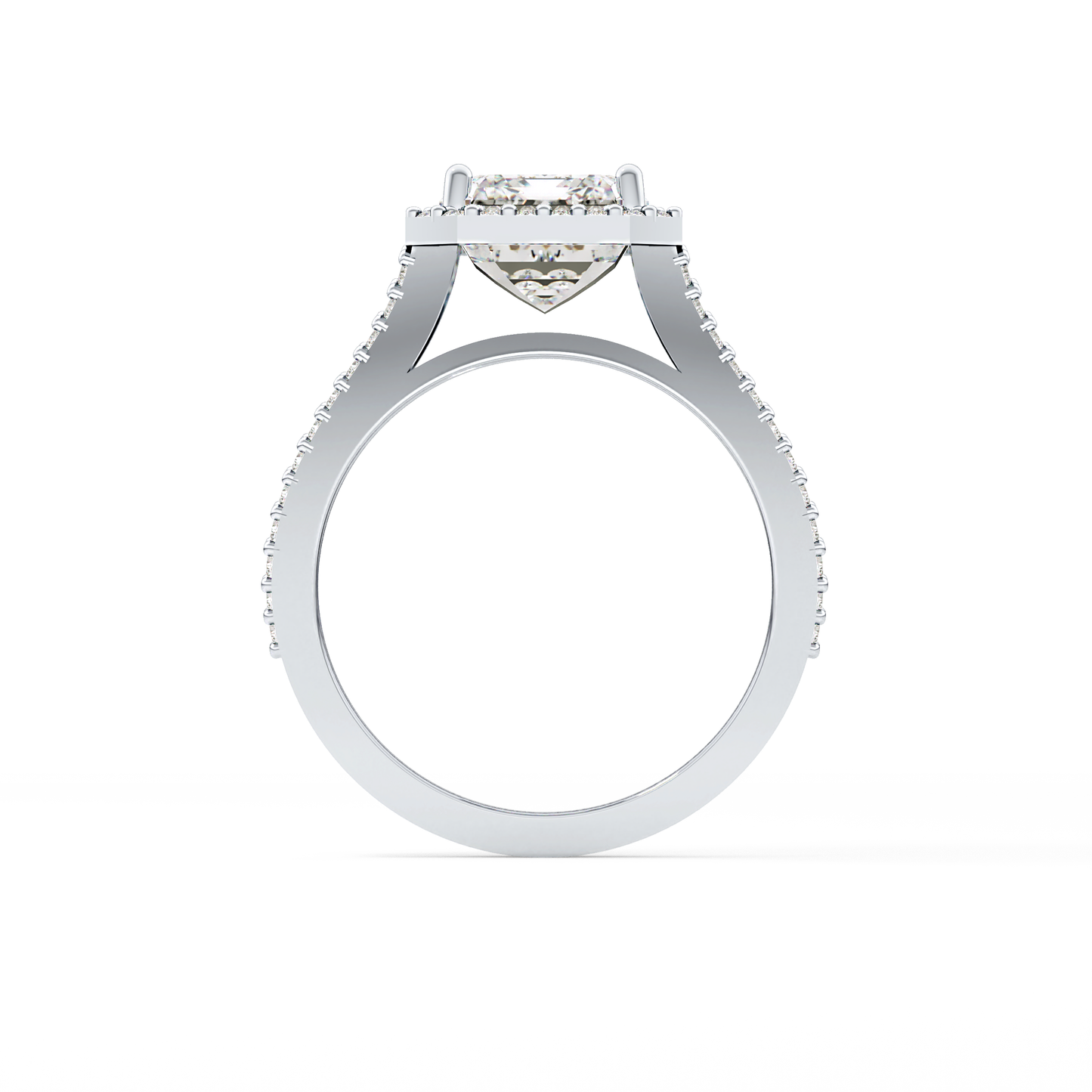 Emerald Halo & Split Shank Pave Lab Grown Diamond Engagement Ring