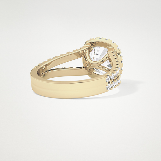 Cushion Pave Split Shank & Halo Lab Grown Diamond Engagement Ring
