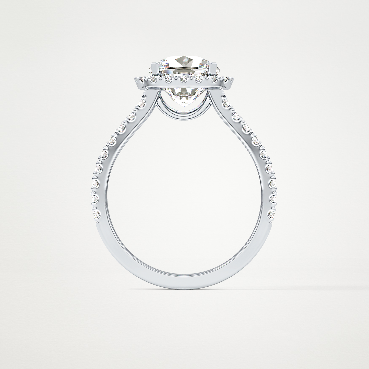 Cushion Pave Split Shank & Halo Lab Grown Diamond Engagement Ring